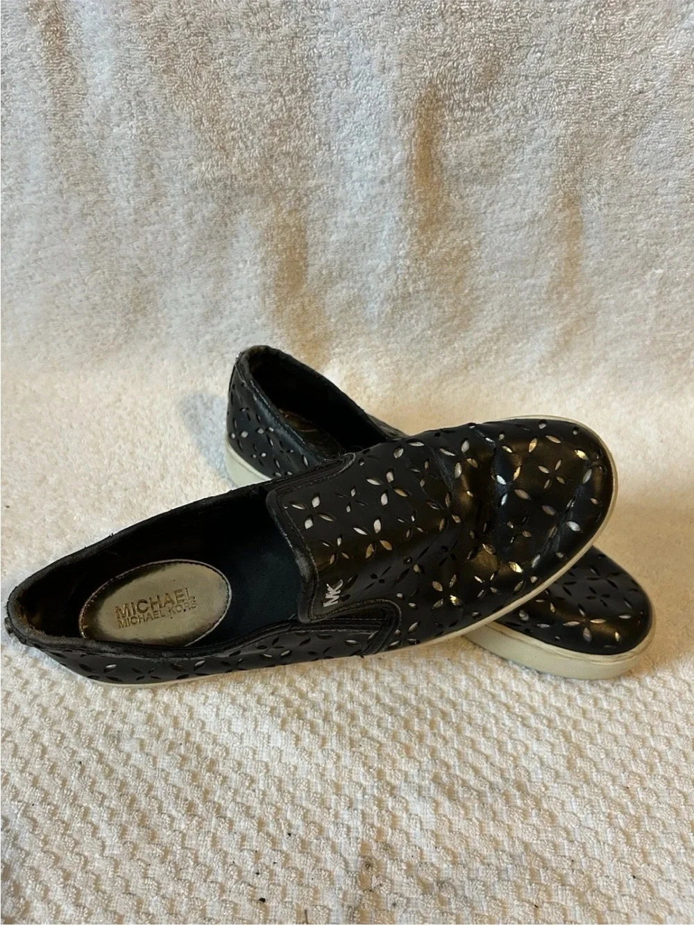 Michael Kors Black Slip-On Perforated Logo Sneakers